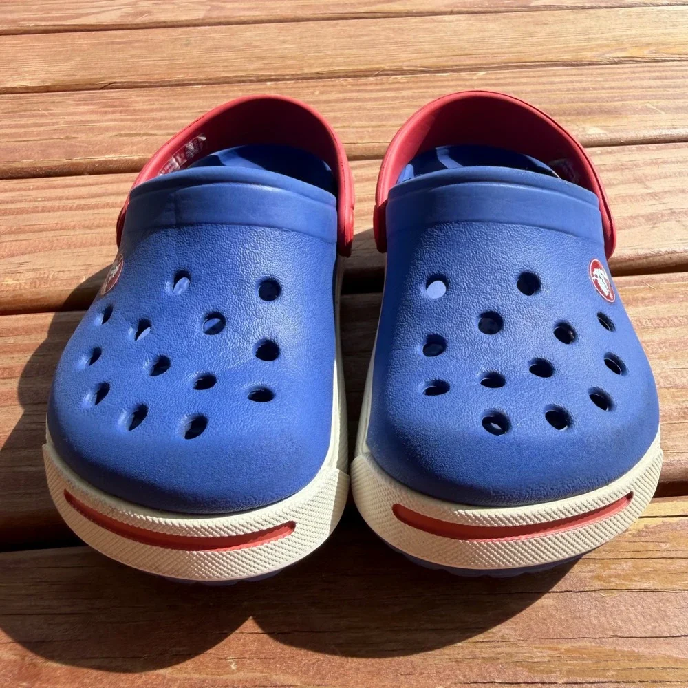 Crocs Kids Crocband Clog Blue Red White Slip On Water Shoes Size 6/7 204537